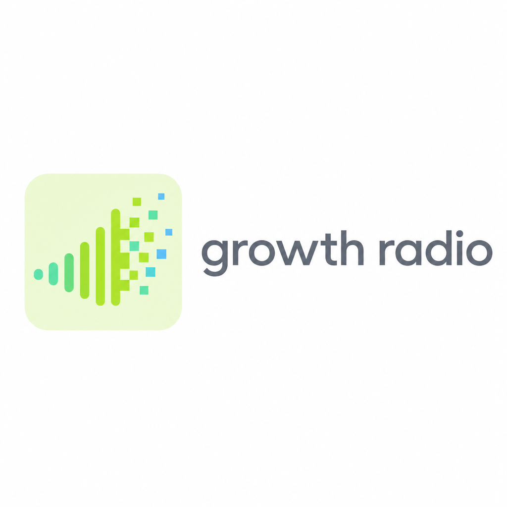Logo Growth Radio nel mockup del player